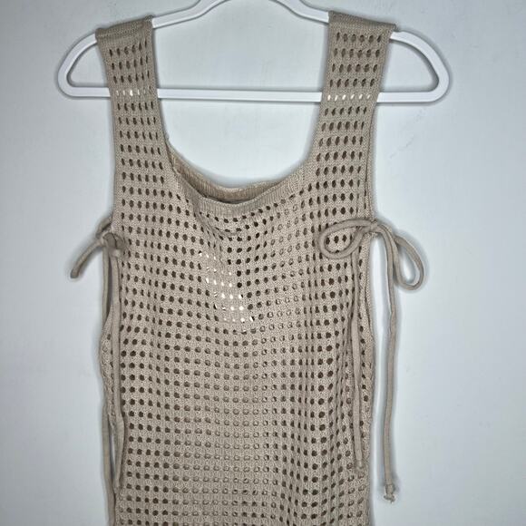 Urban Outfitters Beige Open Knit Midi Cover Up Dress Size XS - Picture 6 of 8